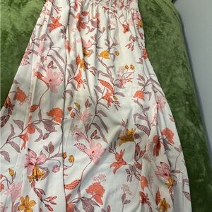 Grace Karin Floral Smocked Strapless Maxi Dress - Cream & Pink Boho